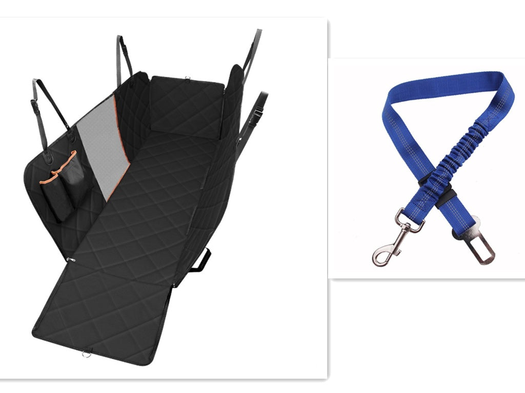 Dog Car Seat Cover - Safety Protector With Zipper And Pocket For Travel