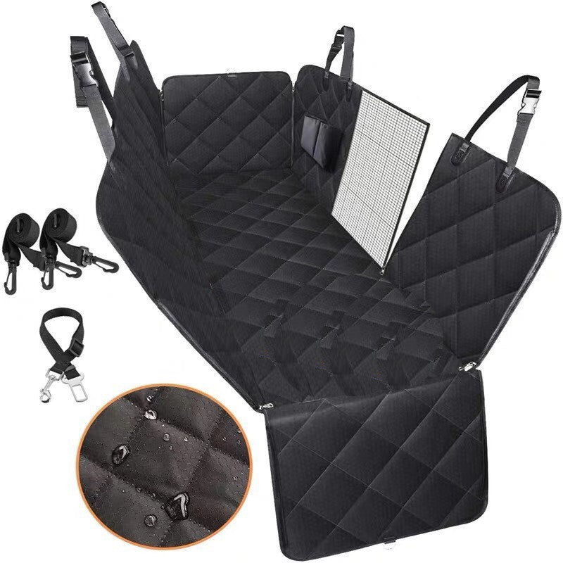 Dog Car Seat Cover - Safety Protector With Zipper And Pocket For Travel